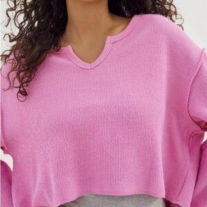 NWT UO Notch Necked Long Sleeve Top in Pink